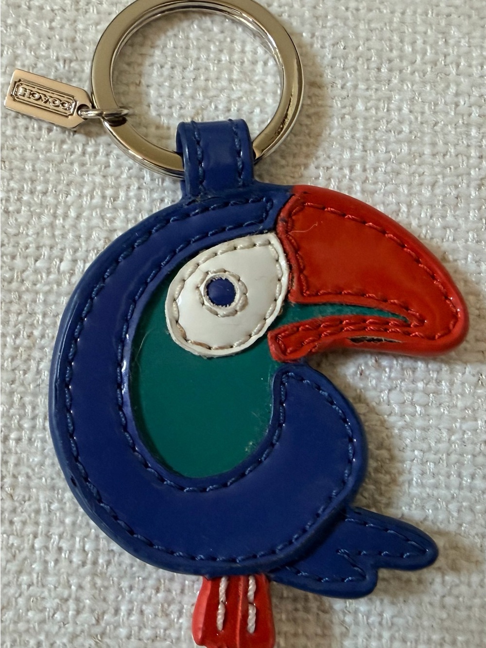 Coach Vintage Multicolor Toucan Patent Leather Key Ring - Blue, Red, Green